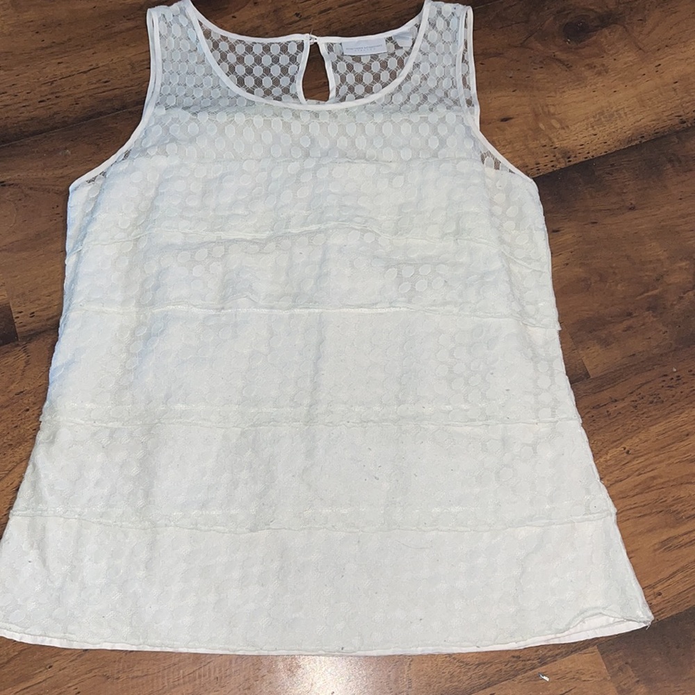 New York & Company Stretch White Tank Top